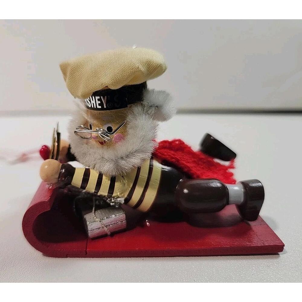 1992 Hershey's Elf on a Sled wood ornament by Kurt Adler.